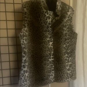 Coldwater Creek Animal Print Faux Fur Vest